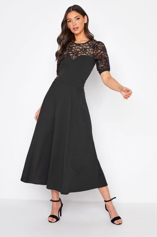 Tall  LTS Tall Black Lace Midi Dress