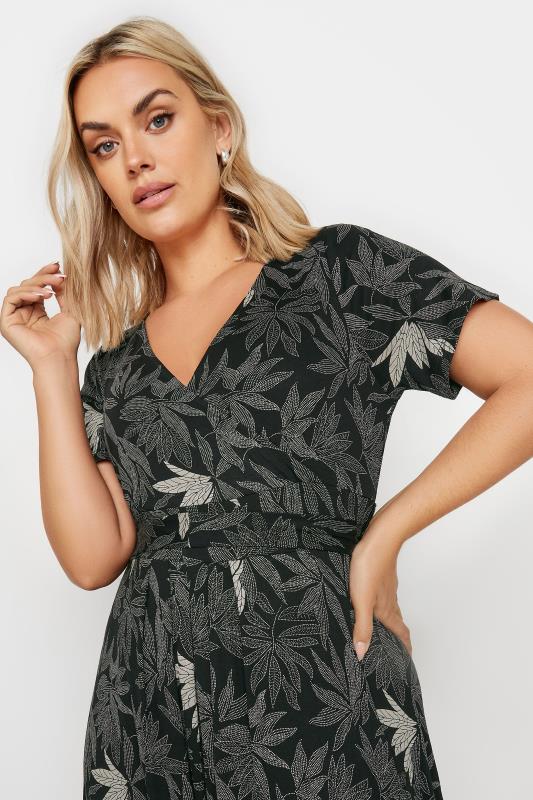 YOURS Plus Size Black Floral Print Wrap Maxi Dress | Yours Clothing 4