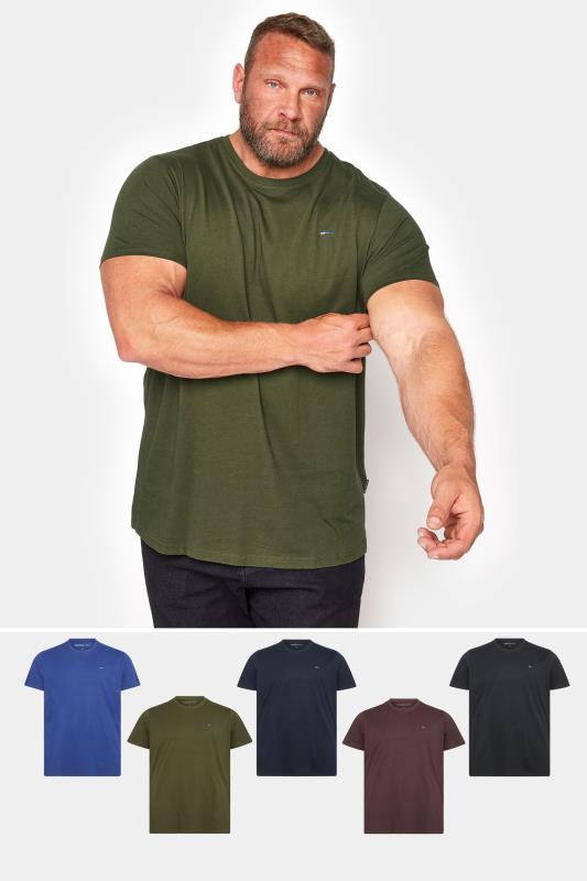  dla puszystych BadRhino Big & Tall 5 Pack Black & Blue Cotton T-Shirts M-8XL