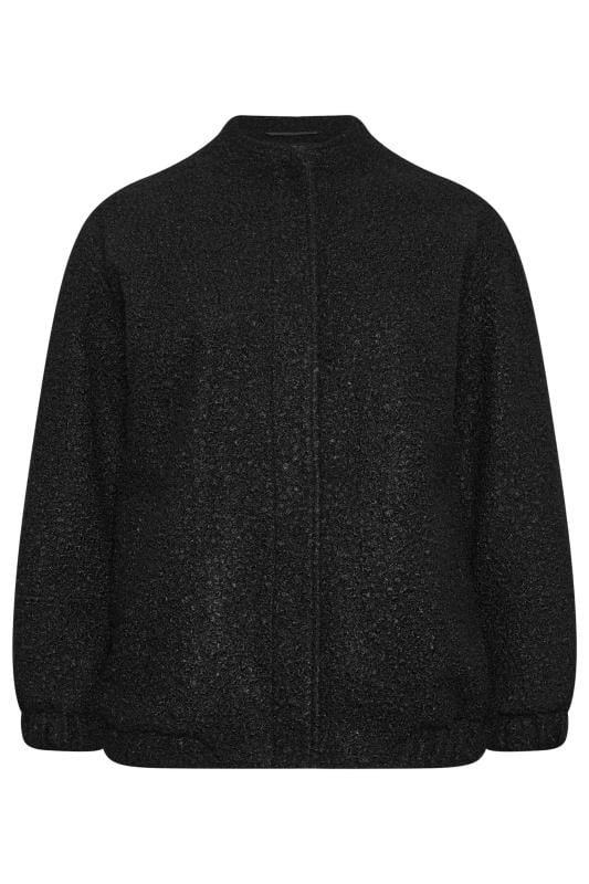 YOURS Plus Size Black Boucle Bomber Jacket | Yours Clothing 5