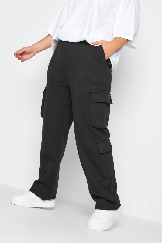 YOURS Plus Size Black Straight Leg Cargo Joggers | Yours Clothing