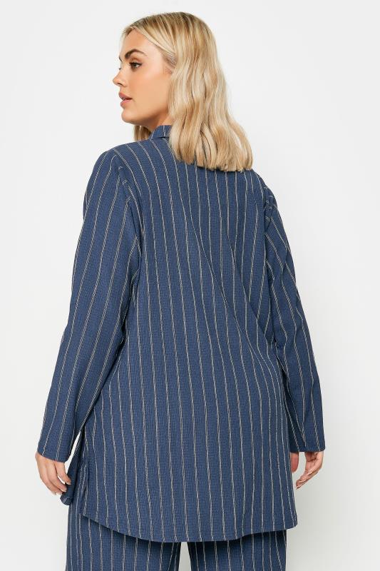 YOURS Plus Size Navy Blue Textured Pinstripe Shirt | Yours Clothing 4