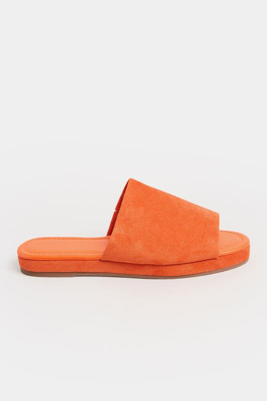 LTS Bright Orange Suede Mule Sandals In Standard Fit | Long Tall Sally  3
