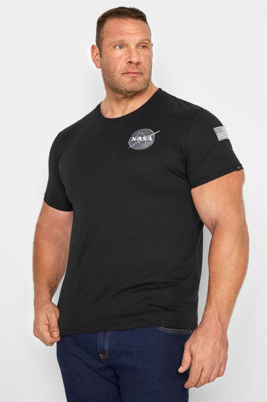 T-Shirts dla puszystych ALPHA INDUSTRIES Big & Tall Black NASA Space Shuttle T-Shirt