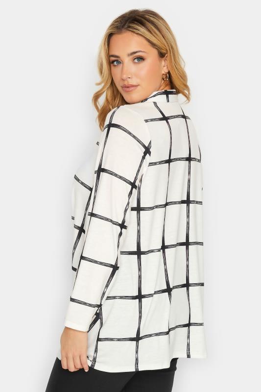 Curve Plus Size White Ruched Front Checked Shirt | Yours Clothing  3