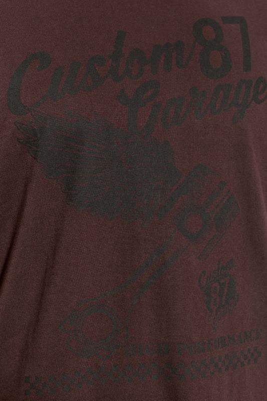 BadRhino Big & Tall Burgundy Red Custom Garage Graphic Print T-Shirt 2