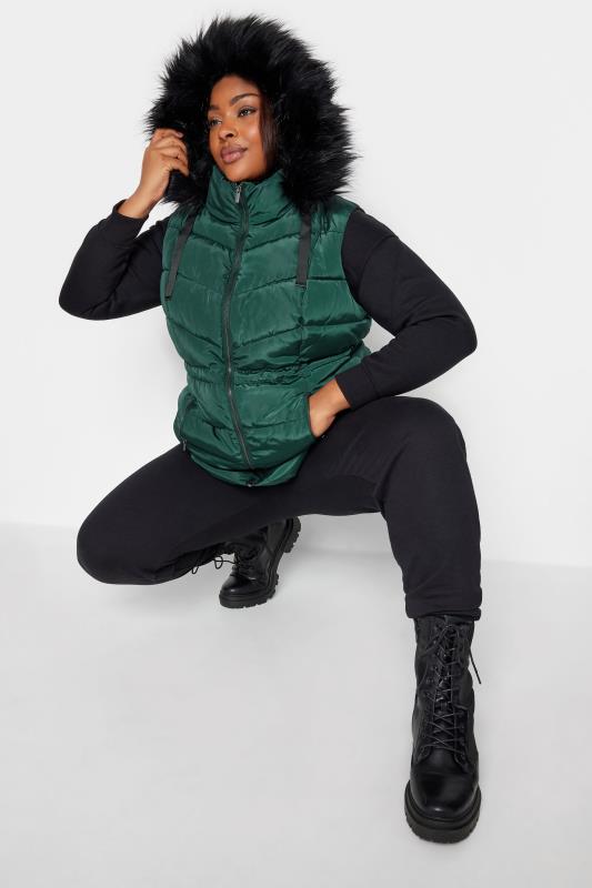 YOURS Plus Size Green Padded Gilet | Yours Clothing 4