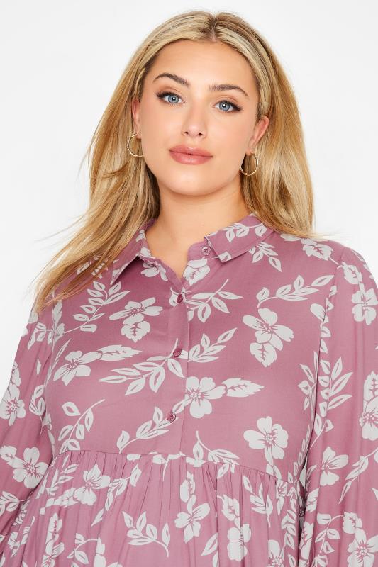 BUMP IT UP MATERNITY Plus Size Pink Floral Print Smock Blouse | Yours Clothing 4