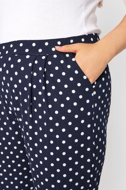 LIMITED COLLECTION Curve Navy Blue Spot Print Pleated Wide Leg Trousers_D.jpg