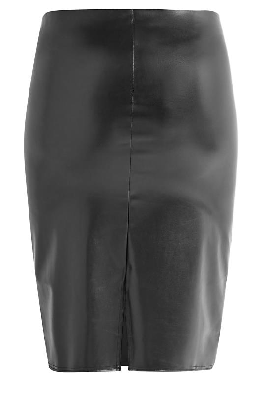 YOURS LONDON Curve Black Faux Leather Pencil Skirt 5