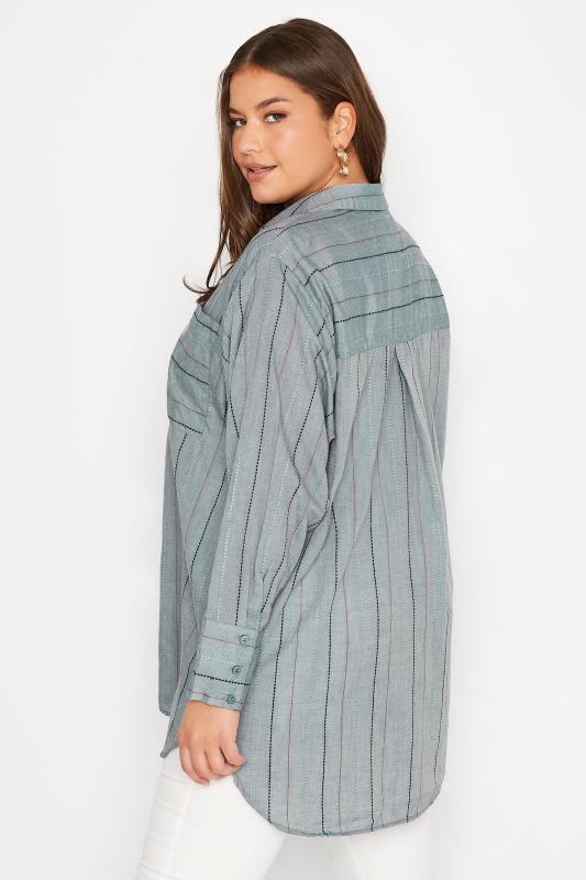Plus Size Grey Stripe Pocket Oversized Shirt | Yours Clothing 4
