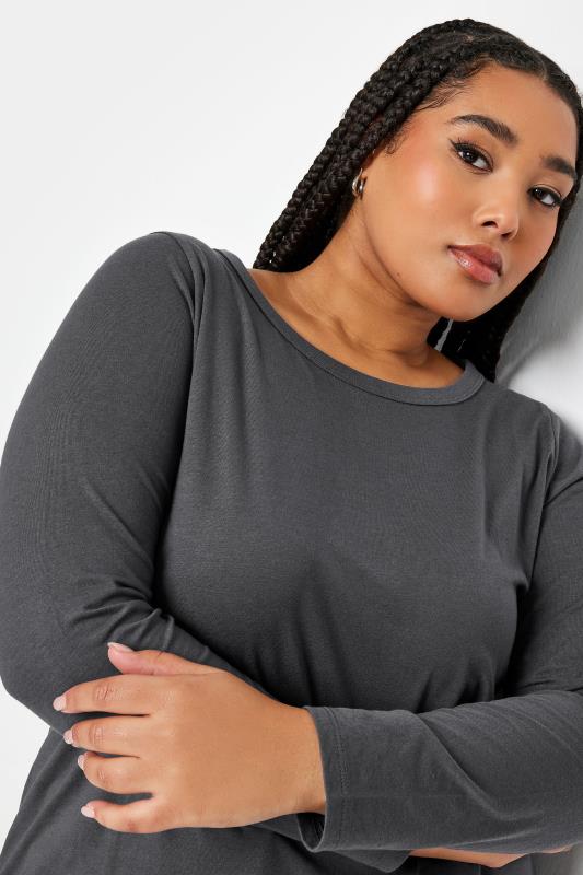 YOURS Plus Size Grey Long Sleeve Top | Yours Clothing 4