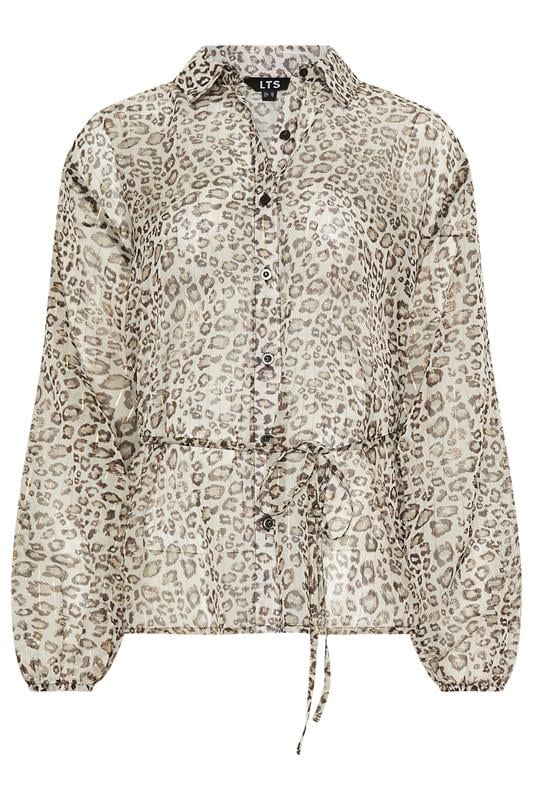 LTS Tall Women's Natural Brown Leopard Chiffon Shirt | Long Tall Sally 5