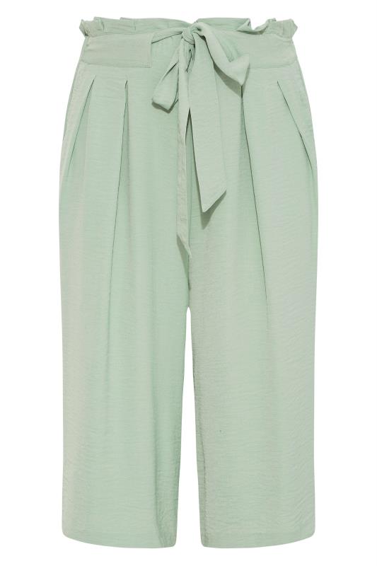 Plus Size Green Paperbag Twill Culottes | Yours Clothing  4
