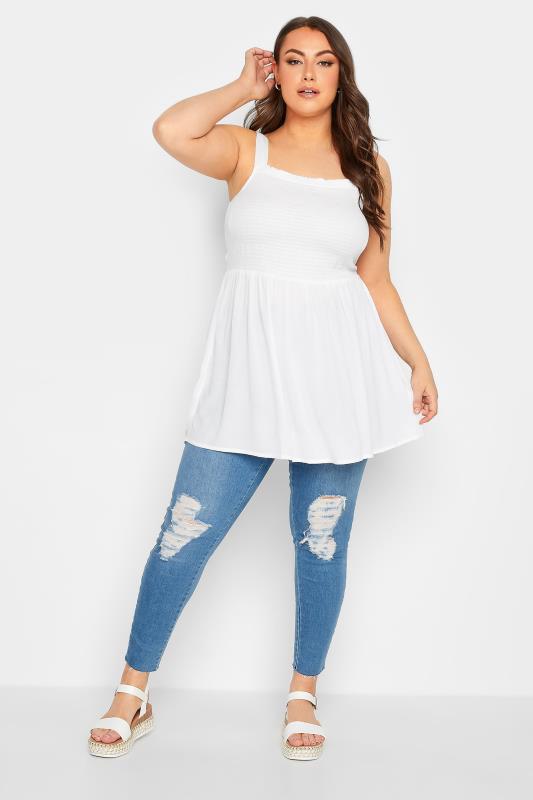 YOURS Plus Size White Crinkle Vest Top | Yours Clothing 2