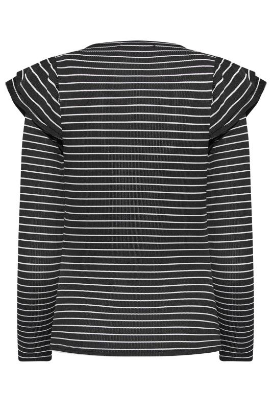 YOURS PETITE Plus Size Curve Black Stripe Frill Shoulder Top | Yours Clothing  7