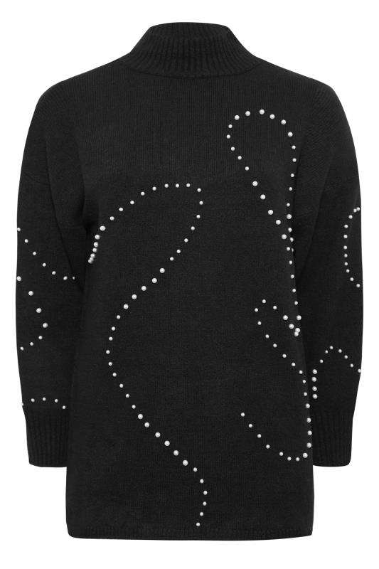 YOURS LUXURY Plus Size Black Pearl Embellished Batwing Jumper | Yours Clothing 7