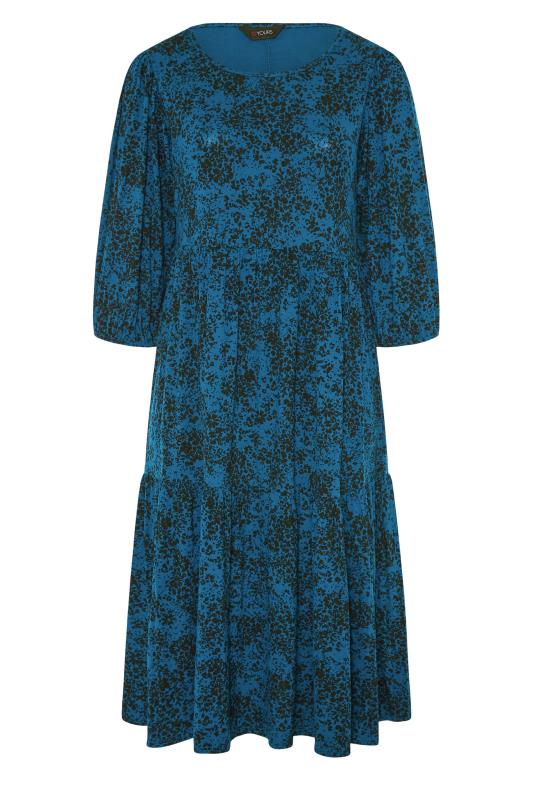 Curve Teal Blue Floral Print Midaxi Dress_F.jpg
