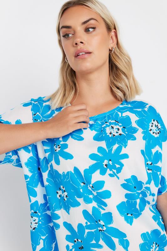 YOURS Plus Size Light Blue Floral Print Tunic Dress | Yours Clothing 4
