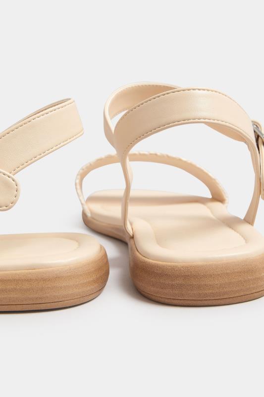 White Raffia Sandals In Extra Wide EEE Fit | Yours Clothing 4