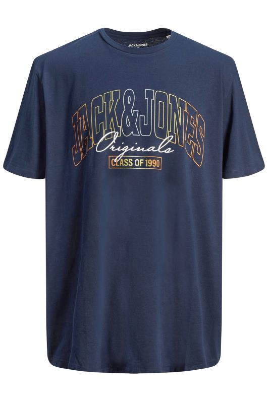 JACK & JONES Big & Tall Navy Blue Penny Printed T-Shirt 2