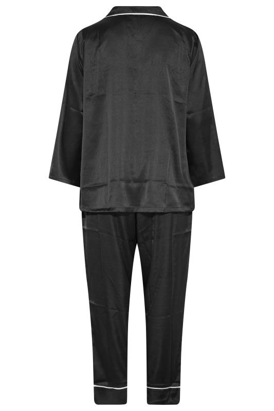 Curve Black Contrast Piping Satin Pyjama Set 6