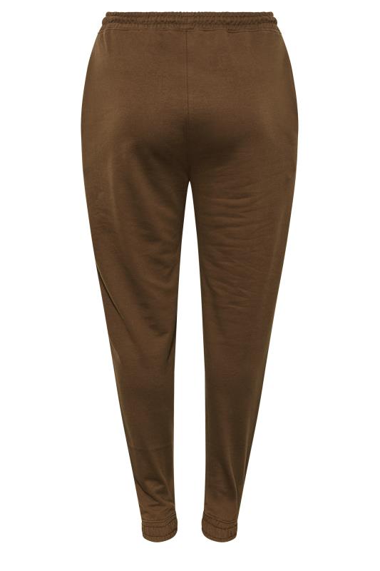 Plus Size Chocolate Brown 'Only Good Energy' Joggers | Yours Clothing 6