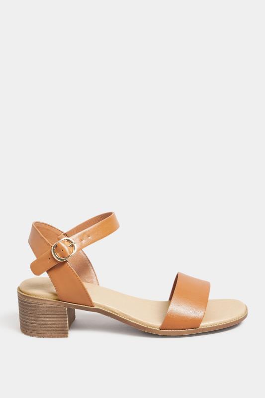 Tan Brown Strappy Low Heel Sandals In Extra Wide EEE Fit | Yours Clothing
