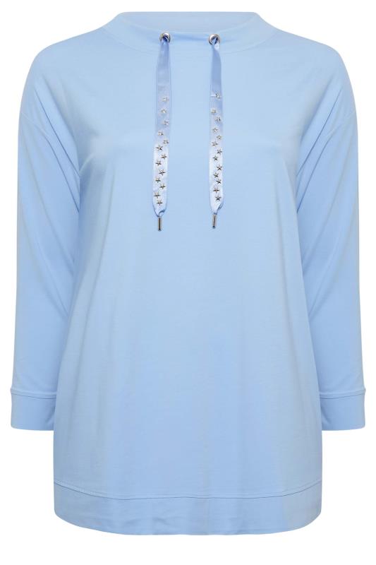 YOURS LUXURY Plus Size Blue Star Embellished Sweatshirt | Yours Clothing 7