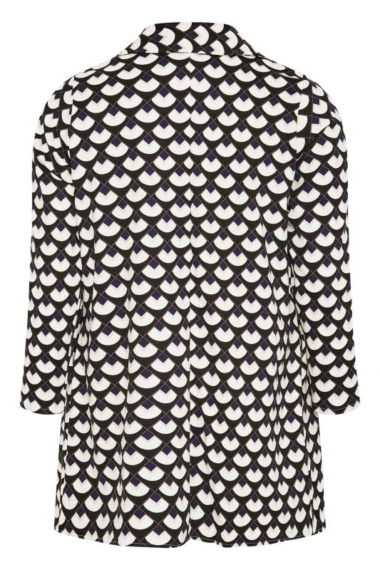 Plus Size Black Geometric Print Longline Blazer | Yours Clothing 7
