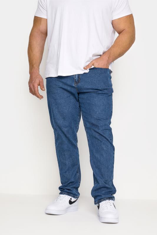 KAM Big & Tall Blue Regular Fit Stretch Jeans_A.jpg