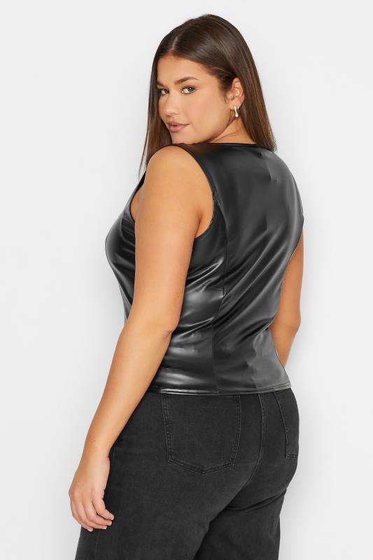 LTS Tall Women's Black Faux Leather Corset Top | Long Tall Sally 6