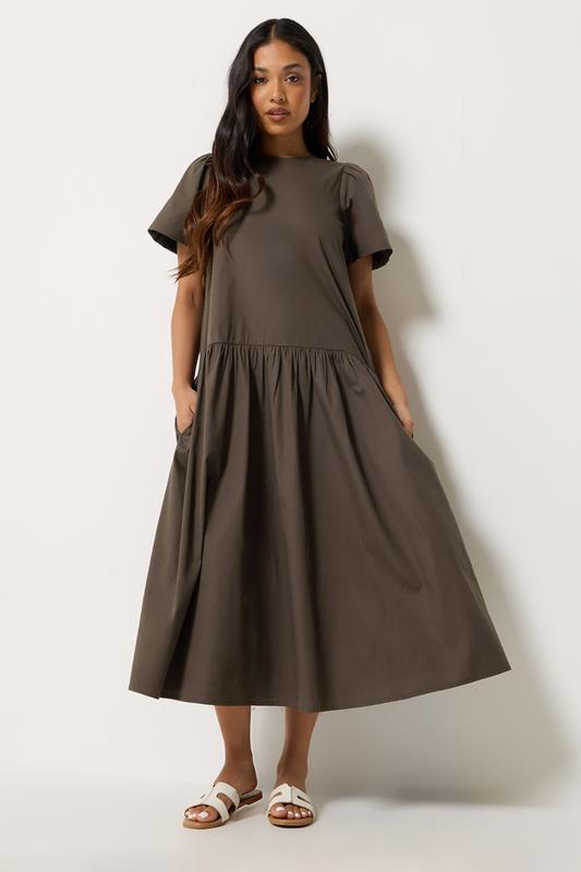 PixieGirl Petite Maxikleid in Schokobraun aus Baumwollpopeline