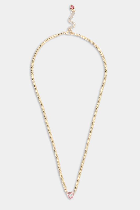 Gold Diamante Heart Pendant Necklace | Yours Clothing 2