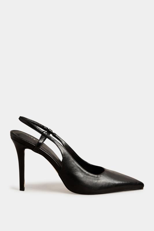 LTS Black Sling Back Heel Court Shoes in Standard Fit | Long Tall Sally 3