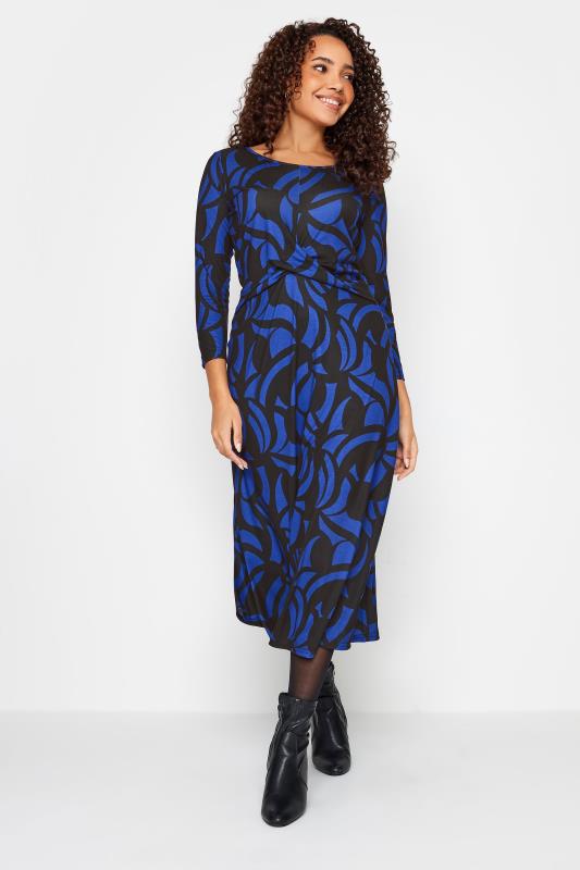 M&Co Black & Blue Geometric Print Twist Front Midaxi Dress | M&Co 3