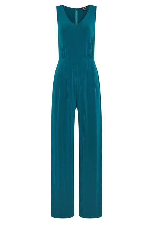 LTS Tall Women's Teal Blue Cowl Neck Wide Leg Jumpsuit | Long Tall Sally 5
