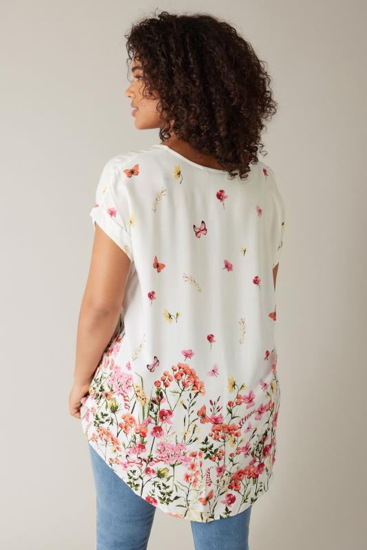 EVANS Plus Size White Floral Print Blouse | Evans 3