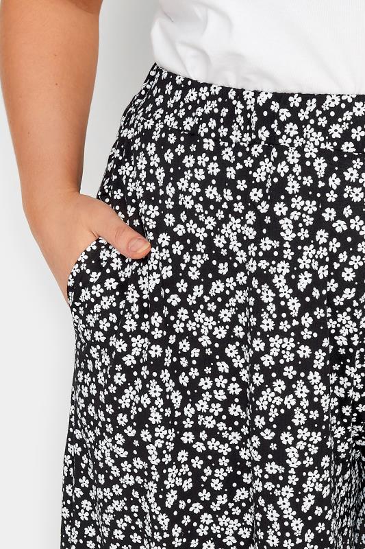 YOURS Plus Size Curve Black Ditsy Print Shorts | Yours Clothing  3