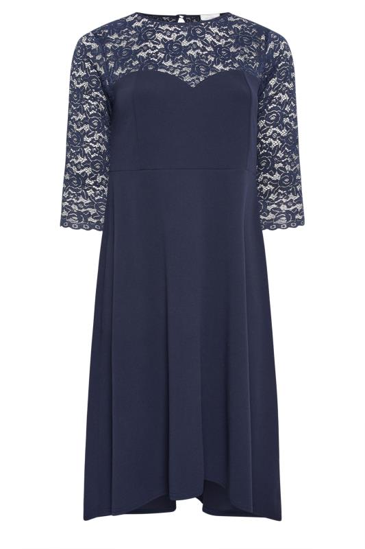YOURS LONDON Plus Size Navy Blue Lace Sweetheart Dress | Yours Clothing 5