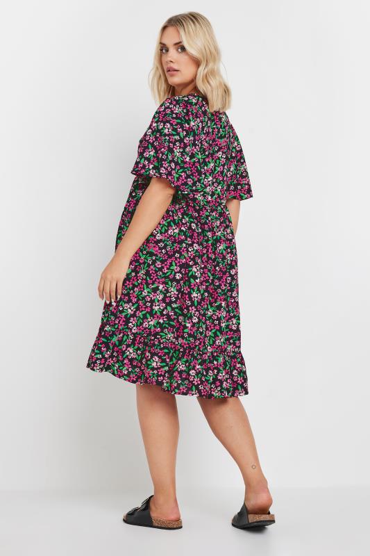 YOURS Plus Size Pink Floral Print Smock Dress | Yours Clothing 3