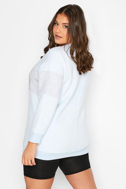 Plus Size Blue 'Los Angeles' Slogan Varsity Sweatshirt | Yours Clothing 3