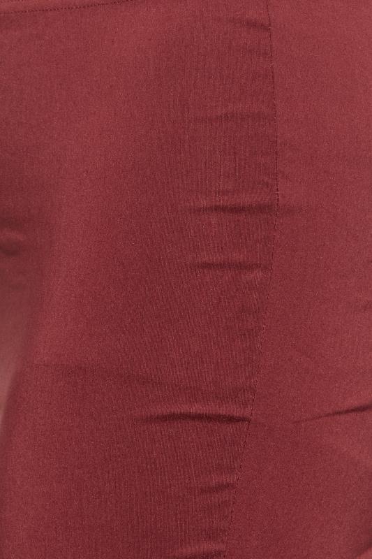 Curve Plus Size Burgundy Red Bengaline Pull On Stretch Trousers - Petite 3