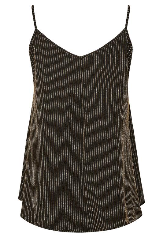 LIMITED COLLECTION Plus Size Black & Gold Glitter Cami Swing Style Top | Yours Clothing 7