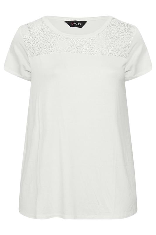 Plus Size White Crochet Neck T-Shirt | Yours Clothing 7