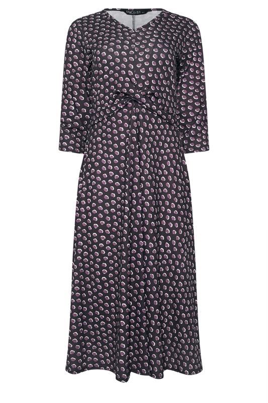 M&Co Petite Berry Purple Spot Twist Front Dress | M&Co 5