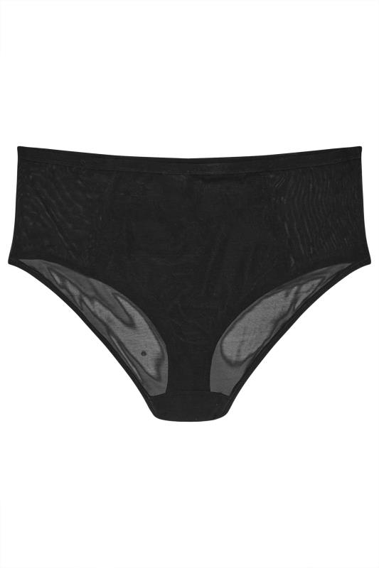 YOURS Plus Size Black Shimmer Mesh Full Briefs | Yours Clothing 6