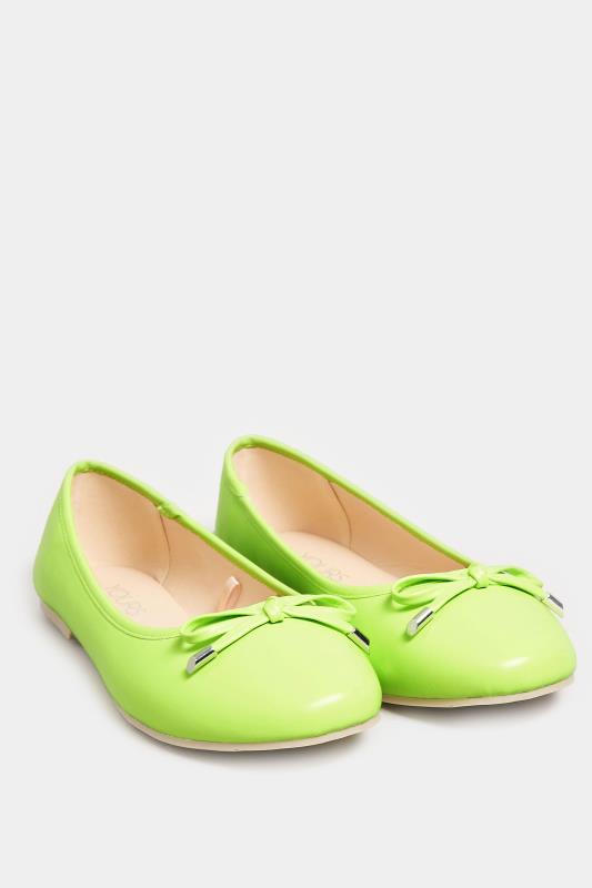 Green Ballerina Pumps In Wide E Fit & Extra Wide EEE Fit | Yours Clothing 2