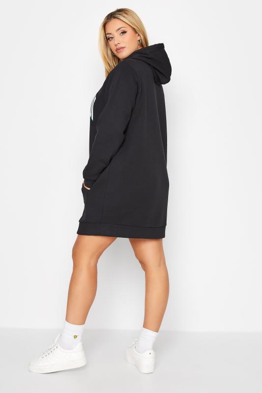 Plus Size Black 'Brooklyn' Slogan Hoodie Dress | Yours Clothing 4