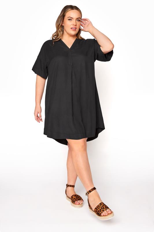 LIMITED COLLECTION Curve Black Notch Neck Summer Throw On Dress_A.jpg